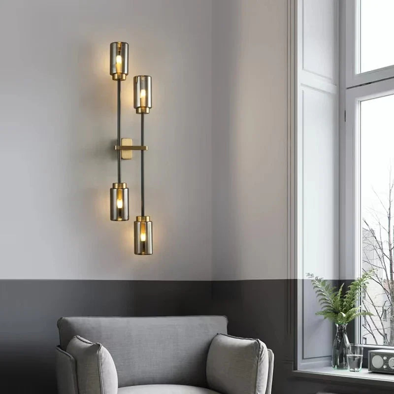 Afralia™ Black Glass Wall Lamp: Modern Retro Nordic Sconce for Living Room Bedroom Decor