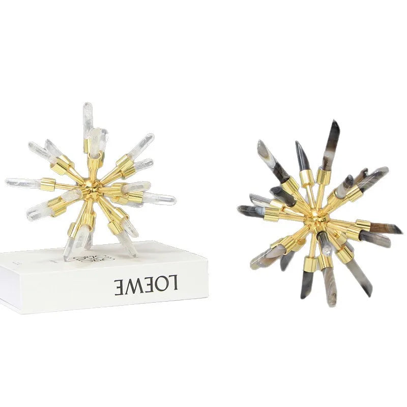 Afralia™ Crystal Metal Sea Urchin Figurine Home Decor Ornament