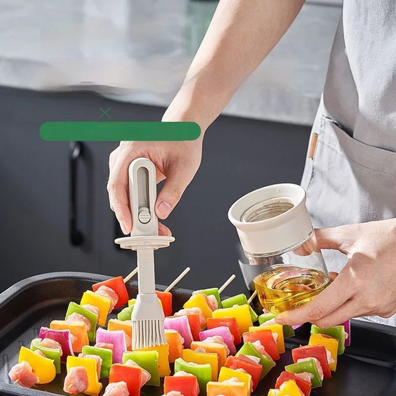 Afralia™ Glass Oil Bottle: Portable Kitchen Oil Brush for Cooking, Baking, Barbecue