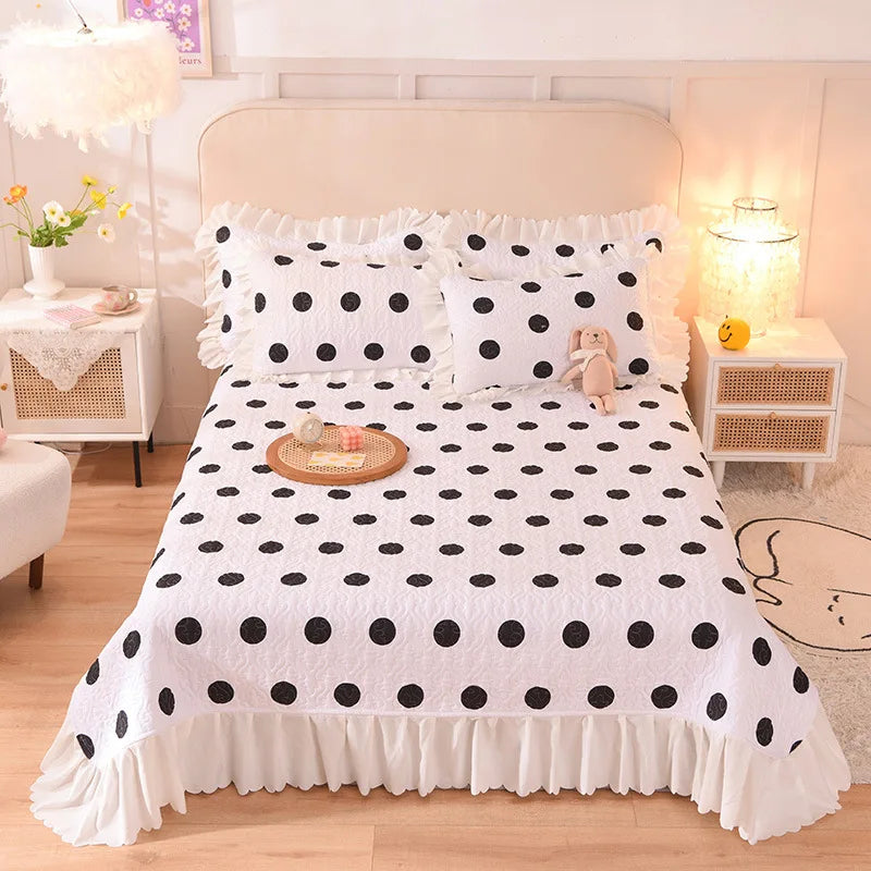 Afralia™ Chiffon Quilted Bed Spread Set - Queen Size Cotton Bedspread Cover