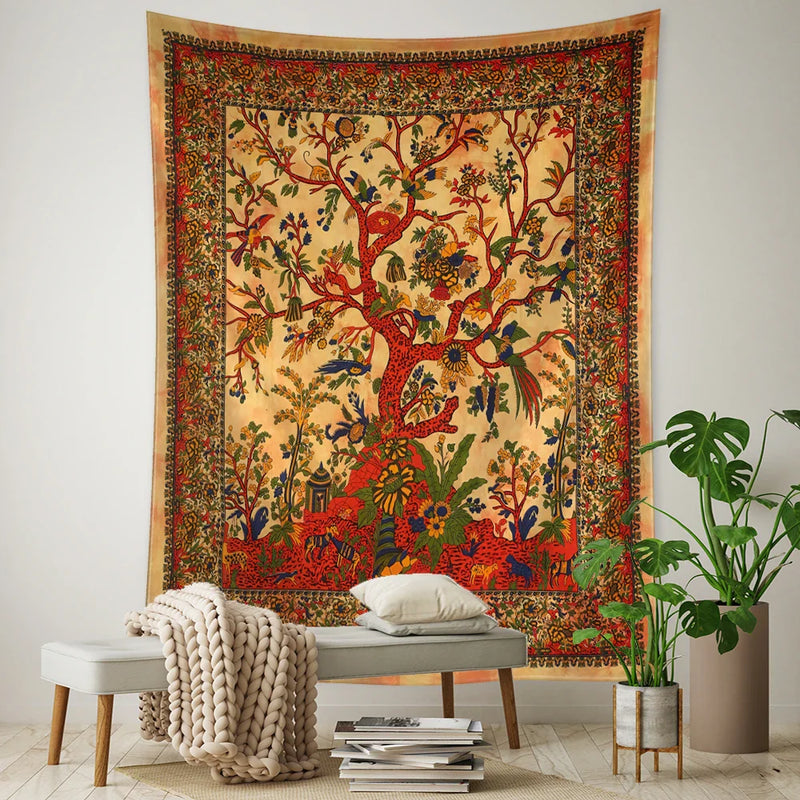 Afralia™ Flying Bird Tree of Life Tapestry Wall Hanging: Bohemian Abstract Hippie Decor