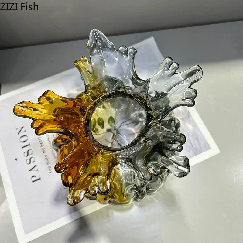 Afralia™ Glass Vase: Creative Flower Edge Decor for Desk, Home Decor, Crafts, Ornaments