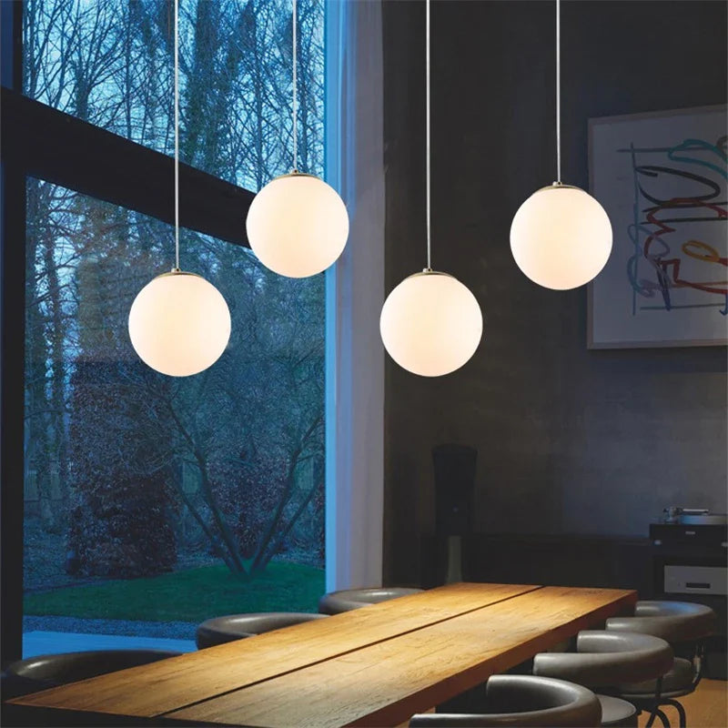 Afralia™ Glass Ball Pendant Lights - Nordic Minimalist Chandelier for Living Room & Bedroom