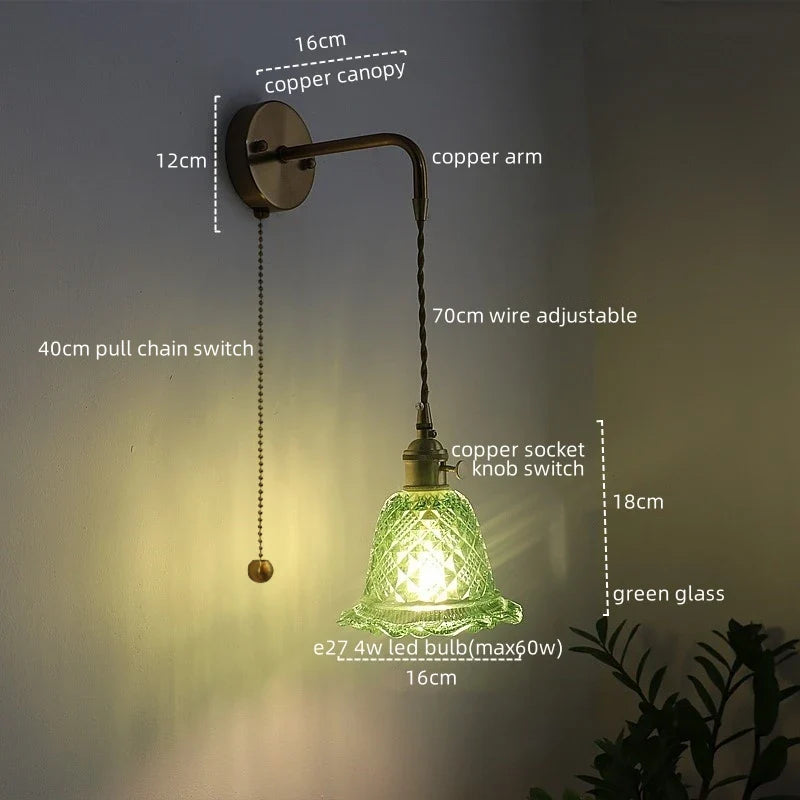 Afralia™ Copper Glass Nordic LED Wall Lights for Balcony Bedroom Mirror Bathroom