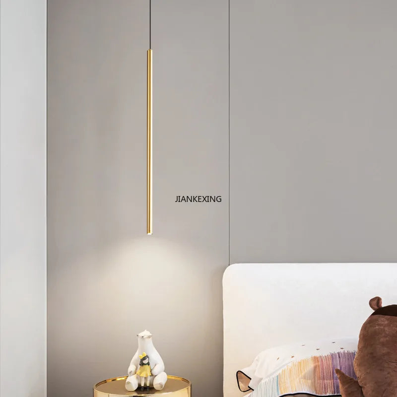 Afralia™ LED Line Chandelier: Nordic Creative Lighting for Living Room & Bedroom