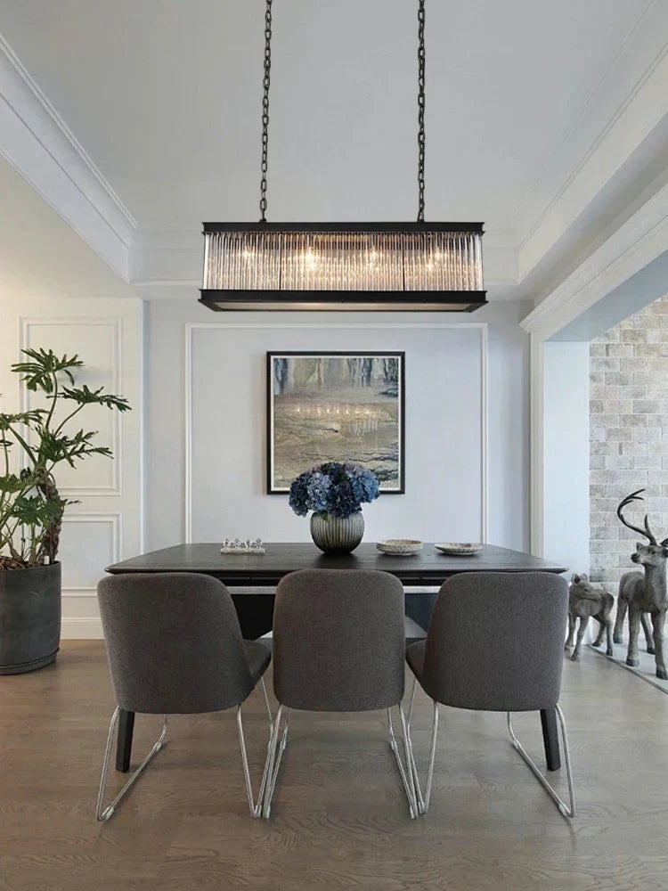 Afralia™ Kristal Glass Rectangle Pendant Lights - Nordic Classic Dining Table Luminaire