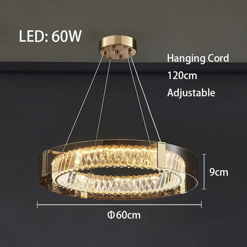 Afralia™ Crystal LED Ceiling Chandelier Dimmable Luxury Modern Room Decor Bedroom Light