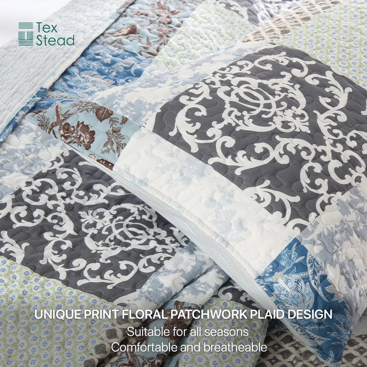 Afralia™ Reversible Cotton Patchwork Bohemian Quilt Set with 2 Pillowcases