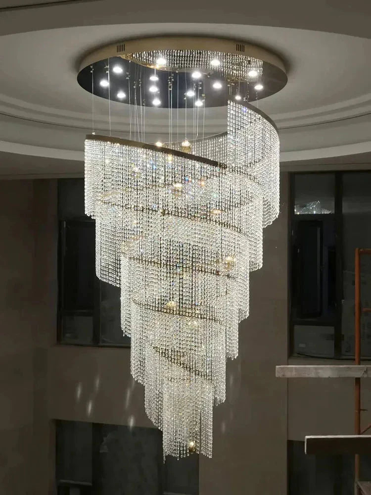 Afralia™ Modern LED Crystal Chandelier Staircase Hallway Luxury Light Fixture