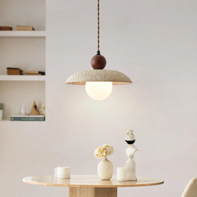 Afralia™ Yellow Hole Stone LED Pendant Light for Bedroom Dining Room Restaurant
