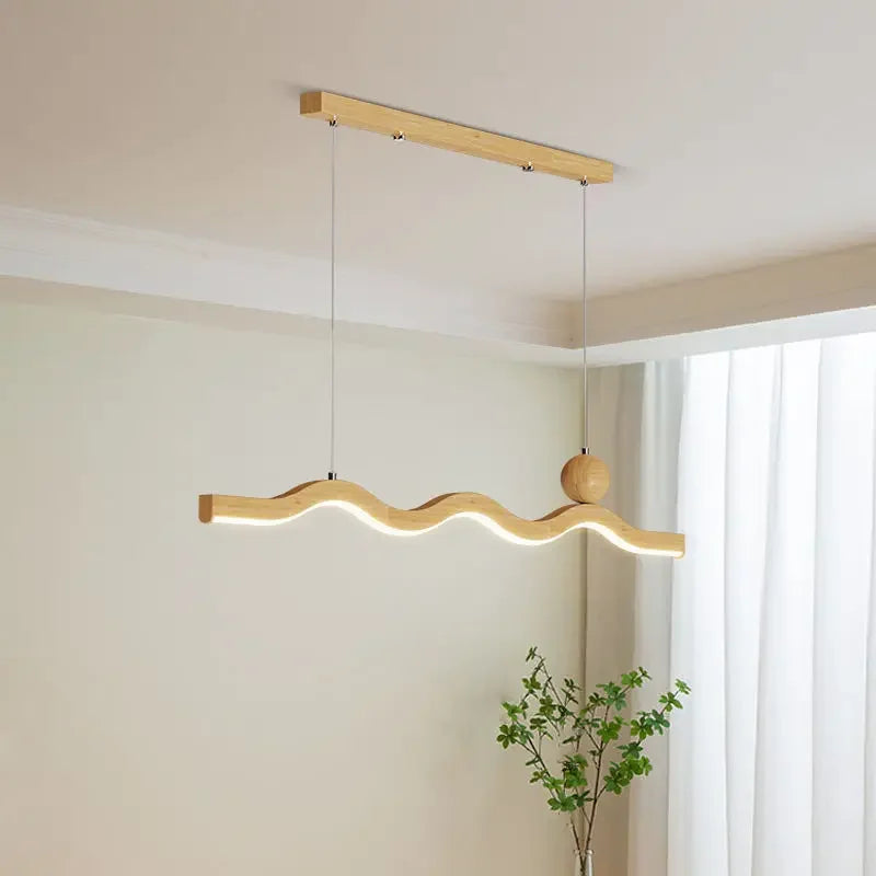Afralia™ Modern Minimalist Wood Chandelier Pendant Lamp for Dining Table Kitchen and Restaurant