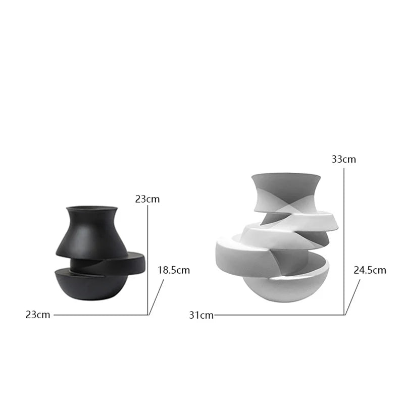 Afralia™ Geometric Monochrome Vase Resin Art Decoration Home Accessories