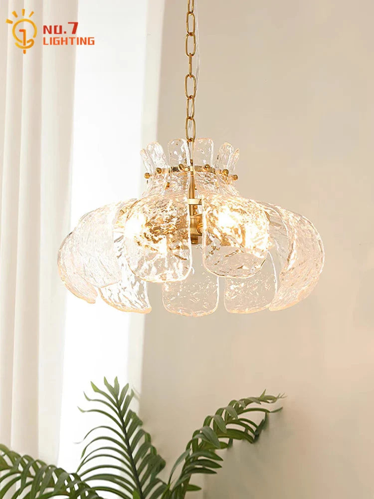 Afralia™ Copper Crystal Glass Pendant Lights LED E27 for Home Decor