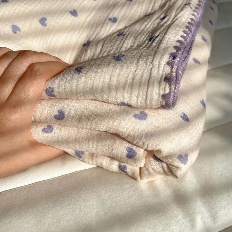 Afralia™ Korean Cotton Cartoon Blanket for Travel & Home - Kids, Adults