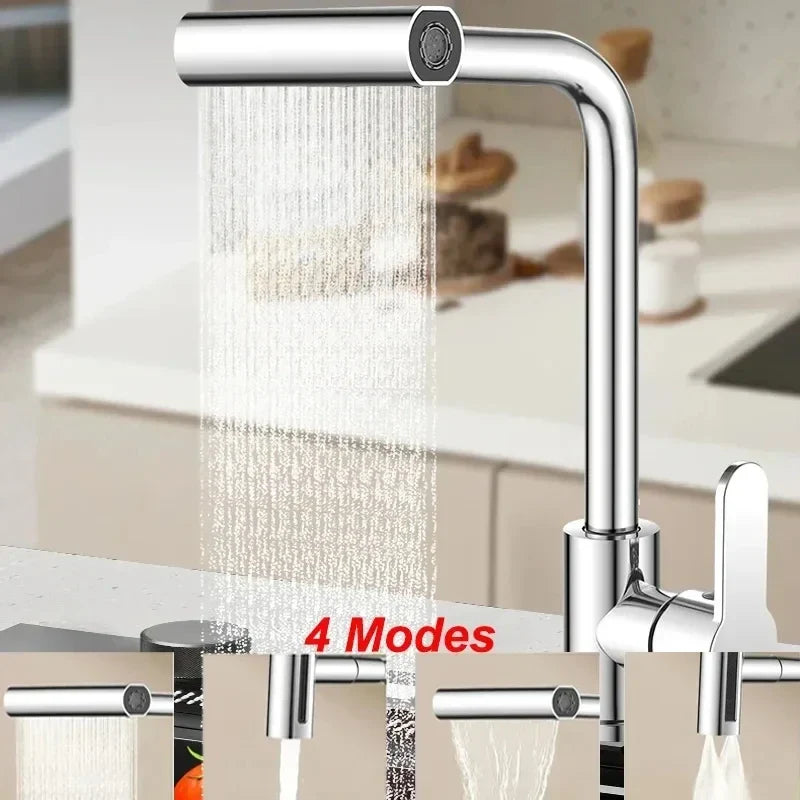 Afralia™ Brushed Stainless Steel Kitchen Faucet with Rotation Stream Sprayer Head