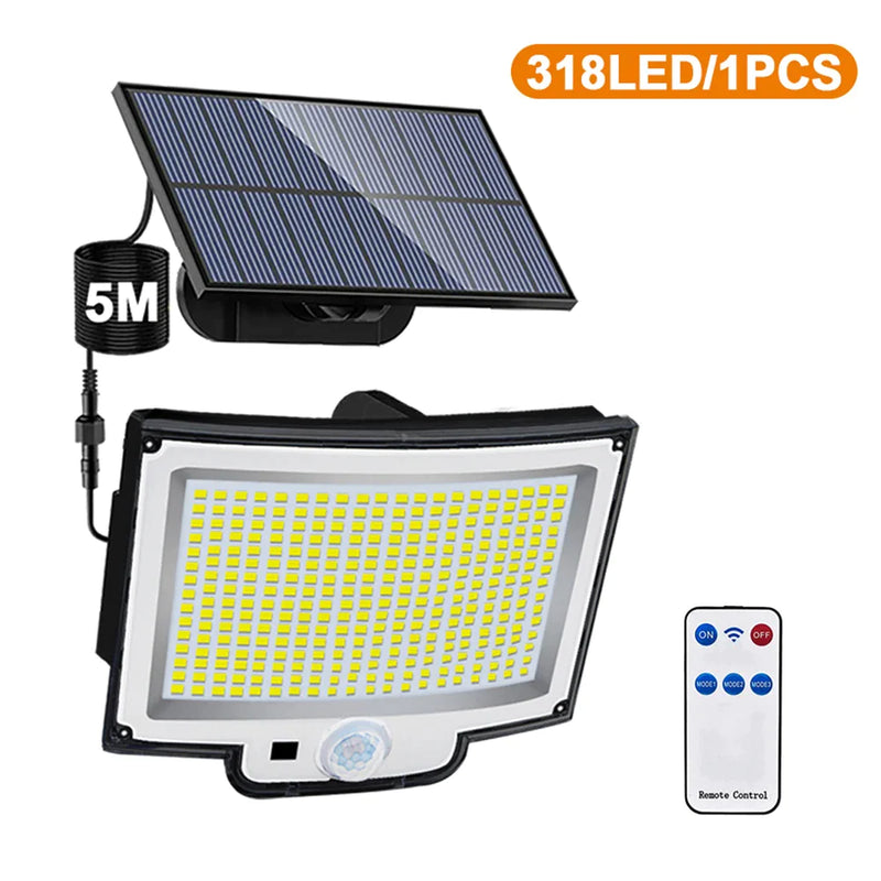 Afralia™ Solar Flood Lights 3 Modes IP65 Waterproof Wall Lamp with Remote Control