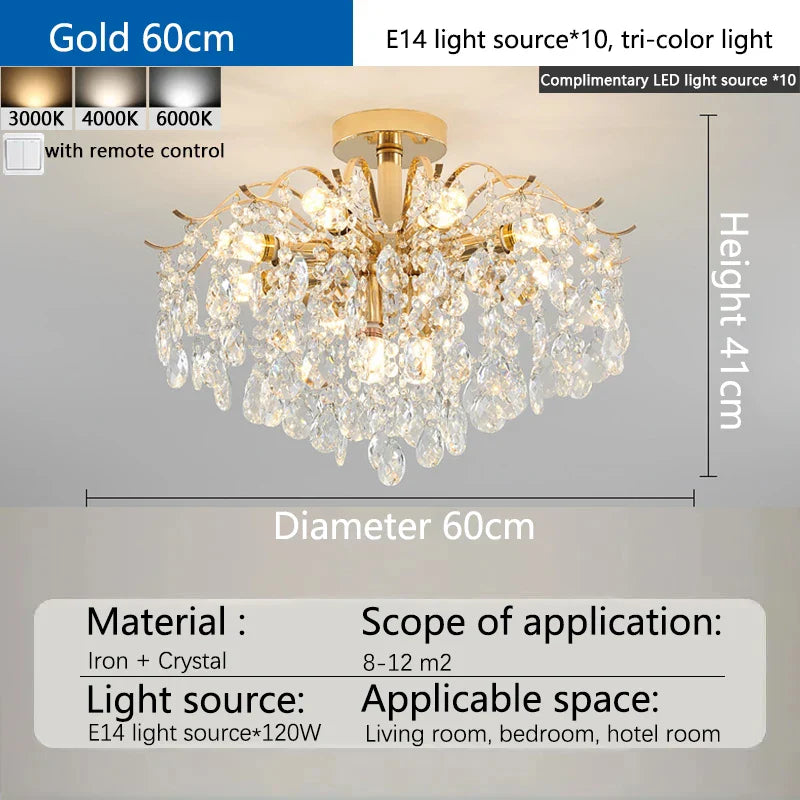 Afralia™ Crystal Luxury LED Chandelier Ceiling Light for Living Room Bedroom Home Decor