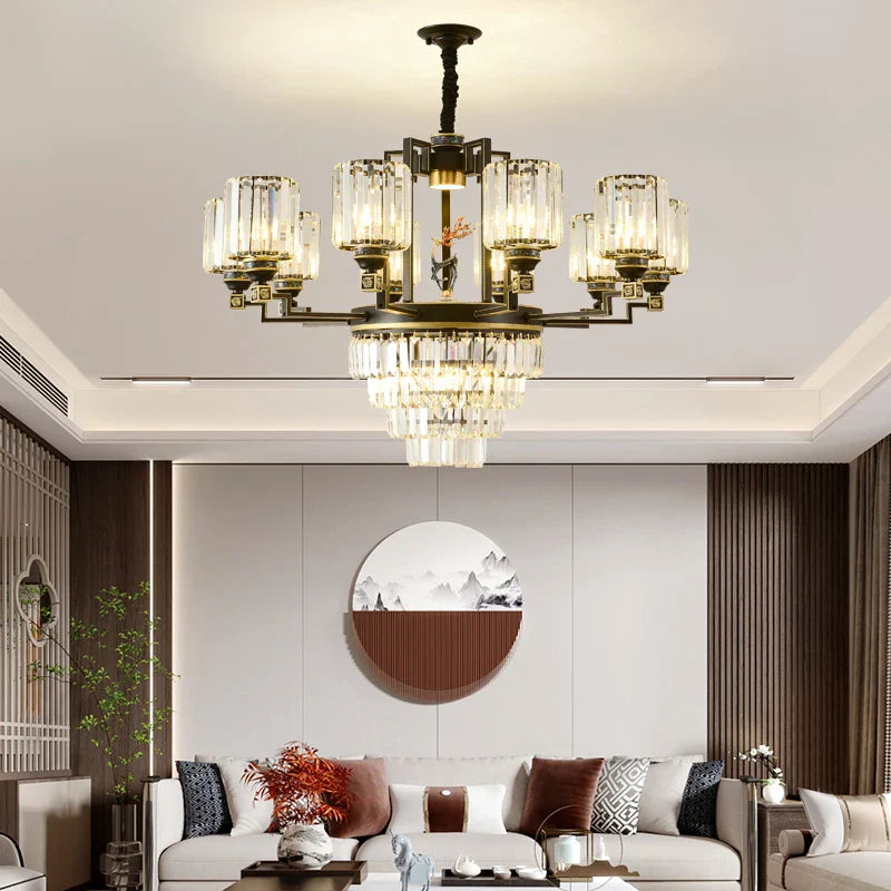 Afralia™ Zen Crystal Chandelier: Modern Luxury Living Room Dining Room Lamp
