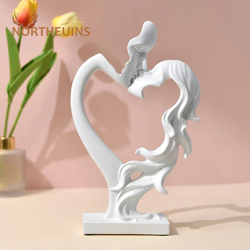 Afralia™ Nordic Love Couple Statue: Abstract Resin Figurines, Valentine's Day Gifts & Home Decor