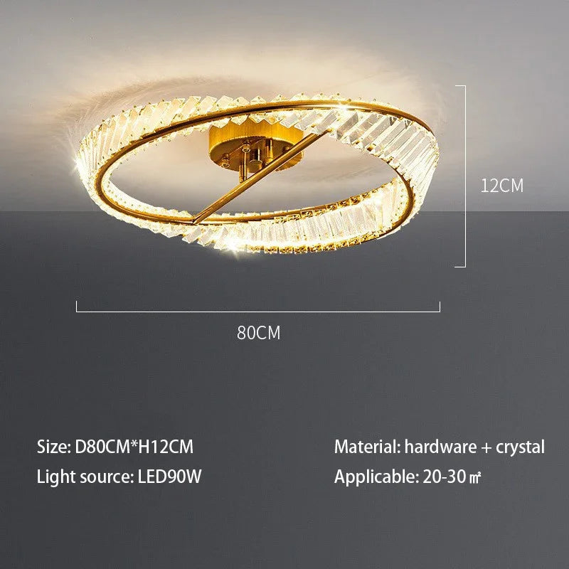 Afralia™ Crystal Rings LED Ceiling Light: Modern Dimmable Gold Lustre for Indoor Home Decor