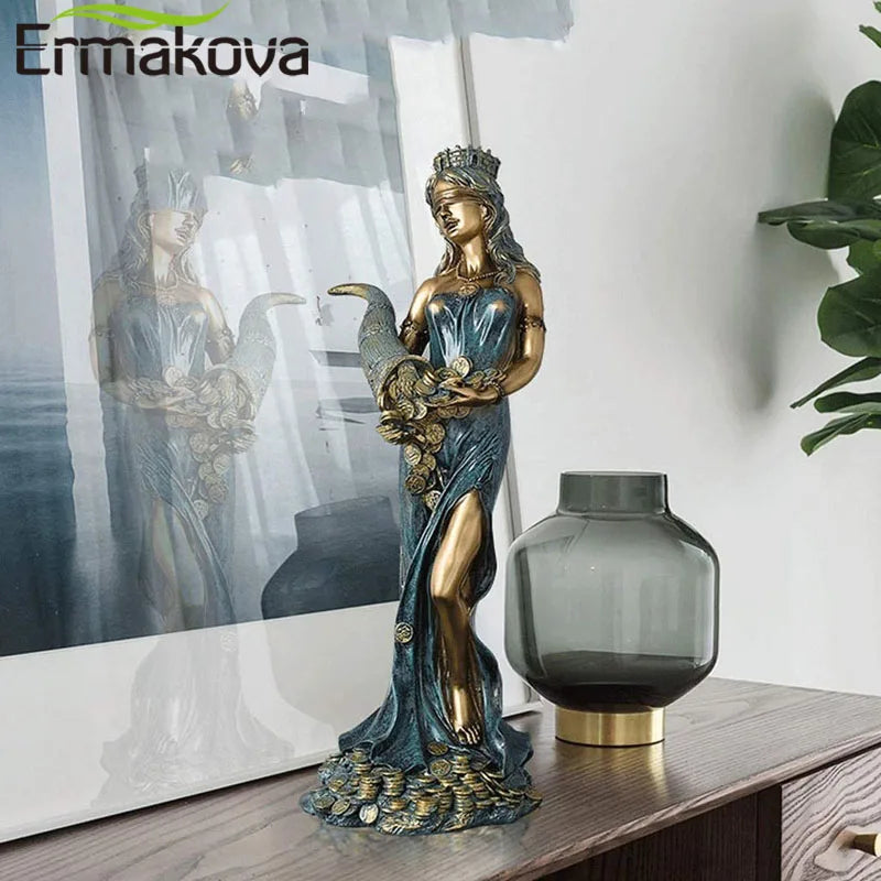 Afralia™ Greek Wealth Goddess Fortuna Figurine Plouto Fortune Sculpture Decor Gift