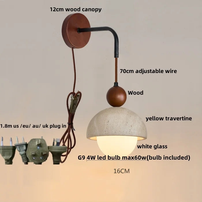 Afralia™ White Glass LED Wall Lights Wood Nordic Modern Bedside Lamp Sconce