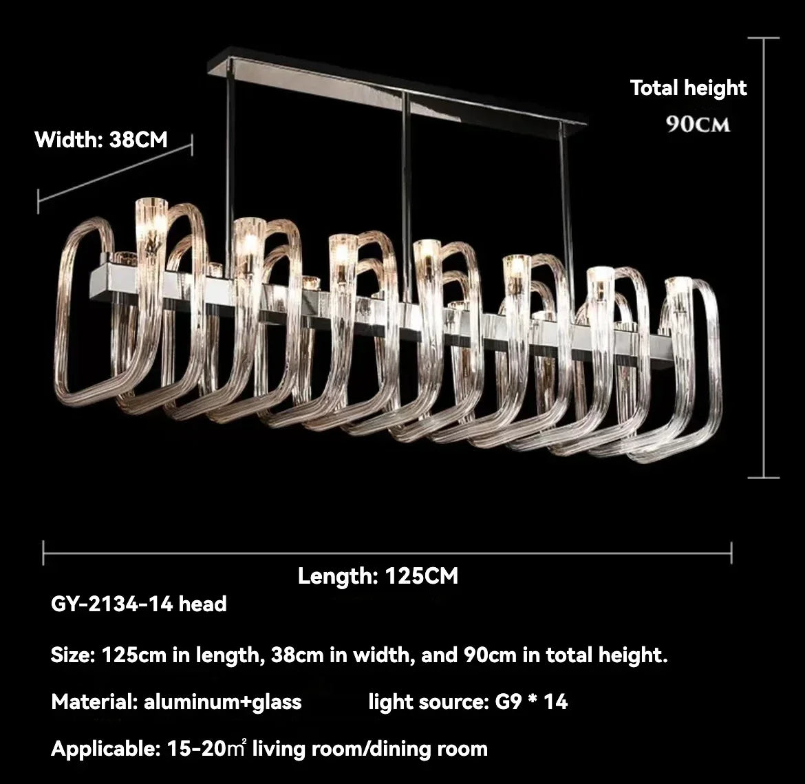 Afralia™ Luxury LED Glass Chandelier for Living Room - Designer Home Decor