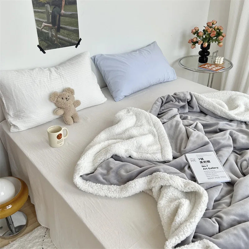 Afralia™ Cozy Lamb Wool Blanket: High-Quality Warm Velvet Quilt for All Seasons.