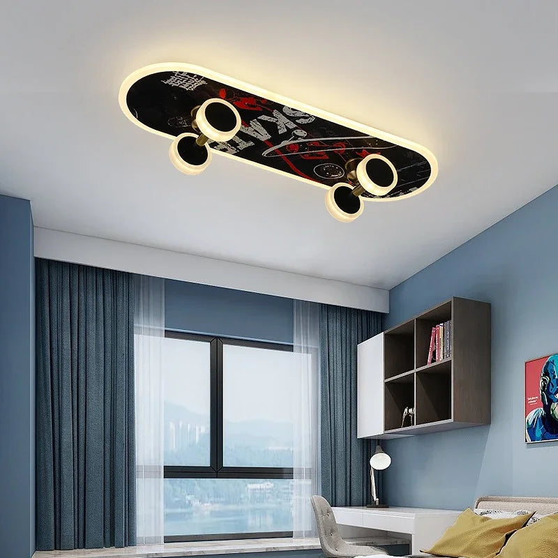 Afralia™ Cartoon Skateboard Ceiling Light for Children's Room