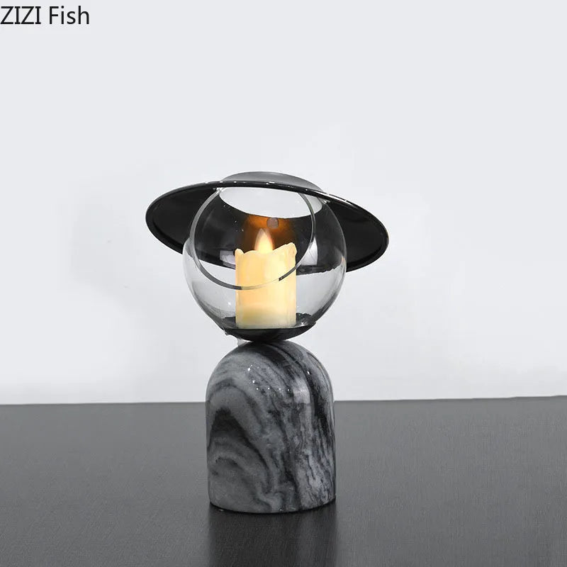 Afralia™ Marble Candle Holder for Romantic Dining Table Decor and Home Ornaments