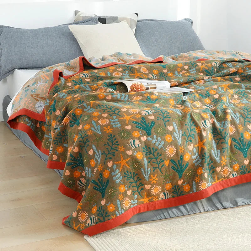 Nordic Cotton Gauze Throw Blanket for Bedroom & Sofa by Afralia™