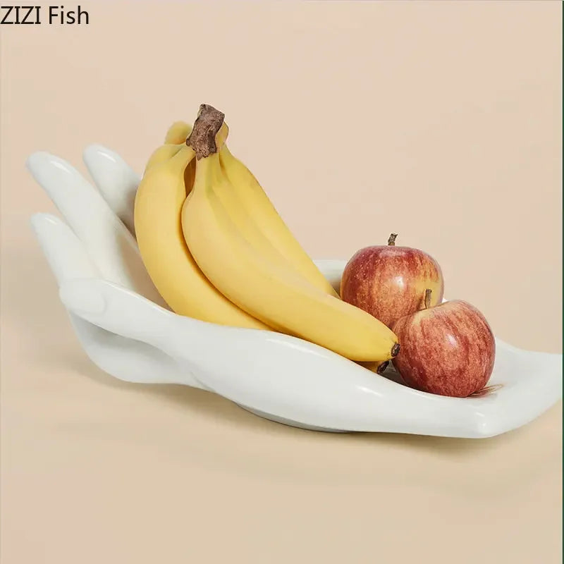 Afralia™ Hand Palm Ceramic Fruit Plate Tray Home Decor
