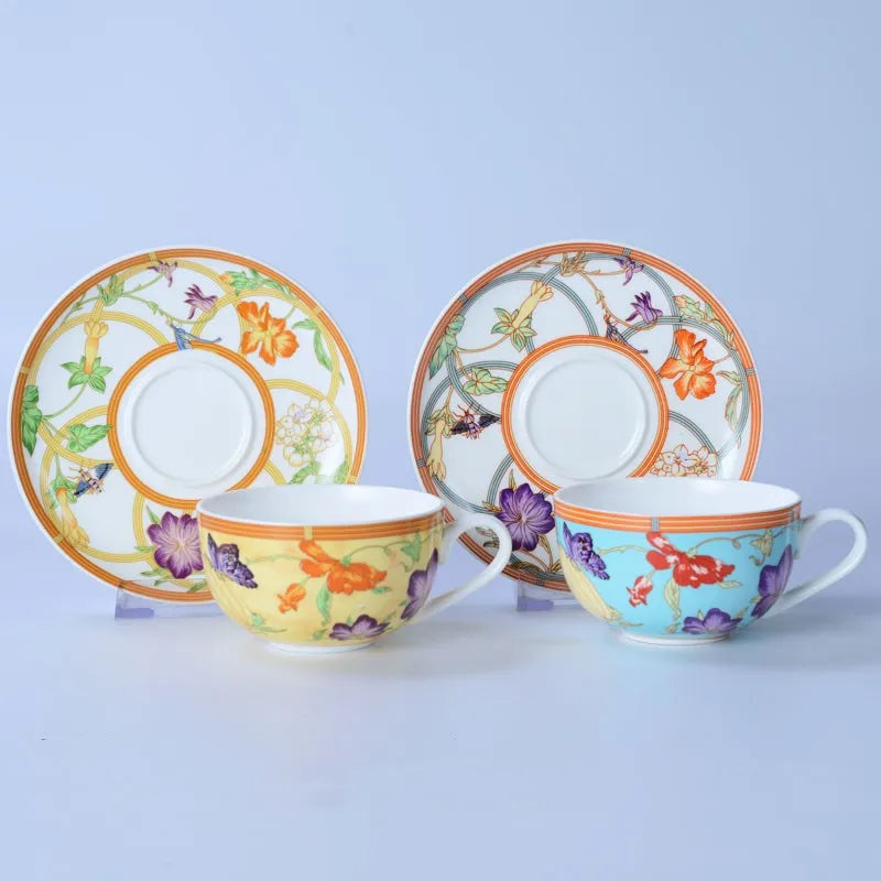 Afralia™ Bone China Dinnerware Set: Plate, Tea Cup, Saucer, Tray, Coffeeware, Kitchen dining