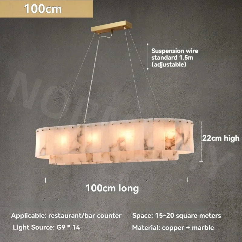 Afralia™ Full Copper Marble Pendant Lamp: Luxury Circular LED Light for Living Room