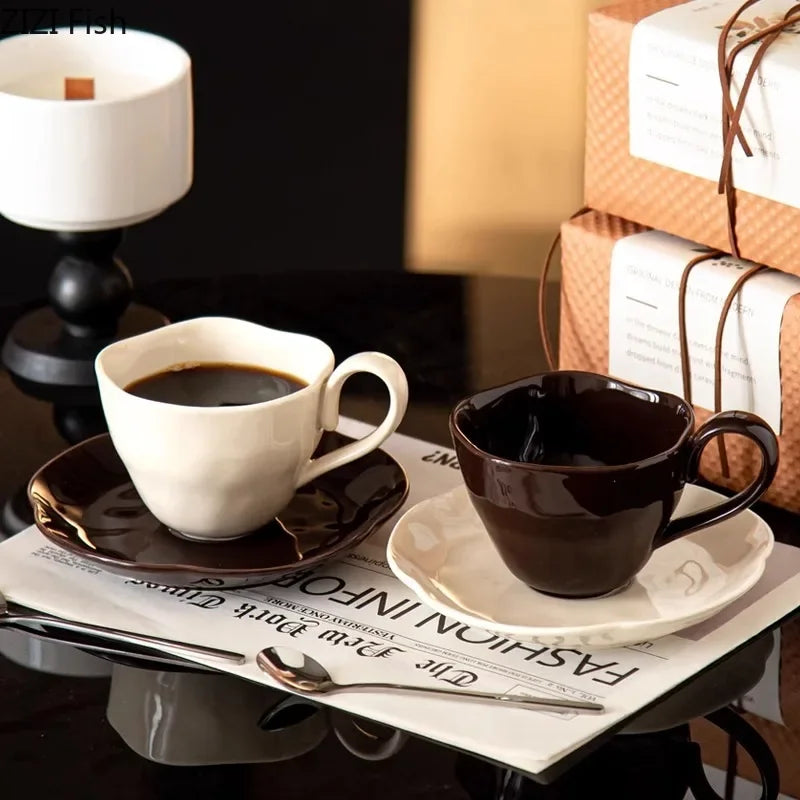 Afralia™ Flower Saucer Ceramic Tea Coffee Cup Set: Elegant Dining Table Drinkware