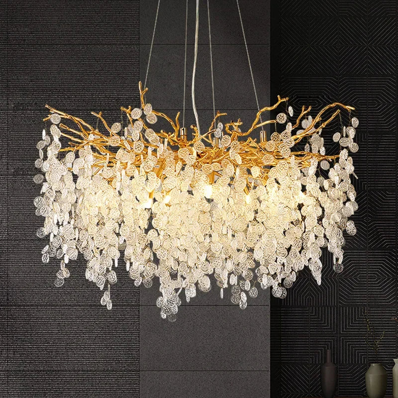 Afralia™ Crystal Money Tree Chandelier - Modern LED Suspension Light for Luxury Living Areas
