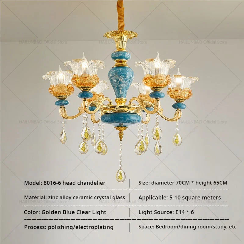 Afralia™ Luxury Ceramic Crystal Chandelier for Living Room, Bedroom, and Restaurant