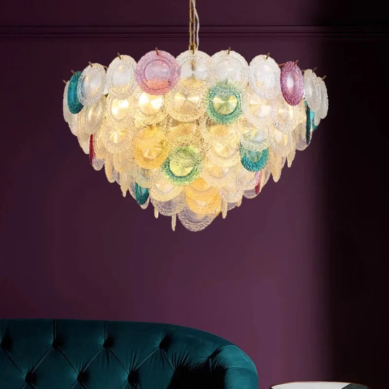 Afralia™ Sunflower Glass LED Chandelier: Colorful Indoor Decor Fixture for Living Room