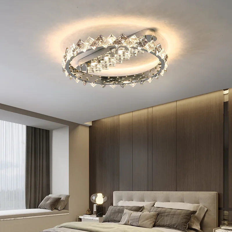 Afralia™ Crystal Ceiling Light: Modern LED Warmth for Living Room & Bedroom