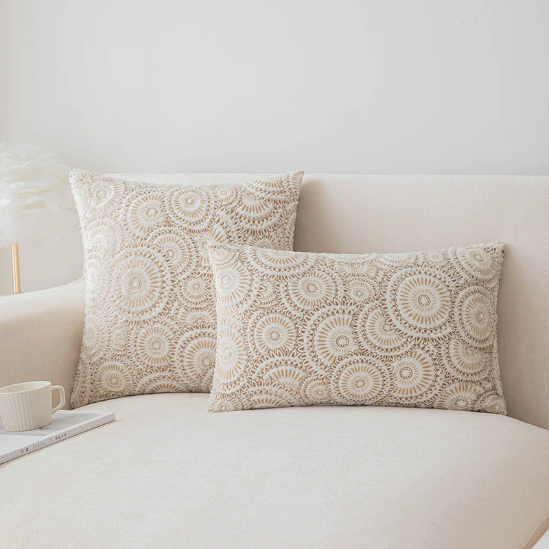 Afralia™ Circle Cushion Cover: Plush Gold Stamped Pillowcase for Stylish Living Rooms