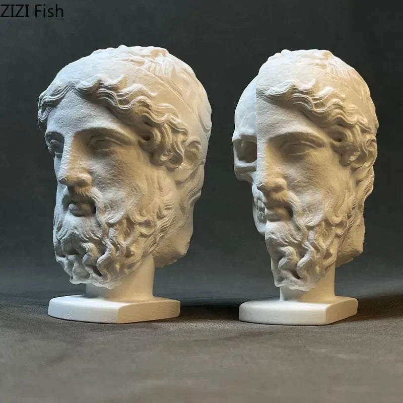 Heaven & Hell Skeleton Head Statue for Desks | Afralia™ Room Decor Ornaments