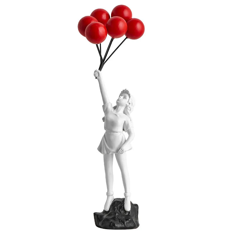 Afralia™ Balloon Girl Graffiti Statue, Collectible Sculpture, Desk Decor, Home Office Gift