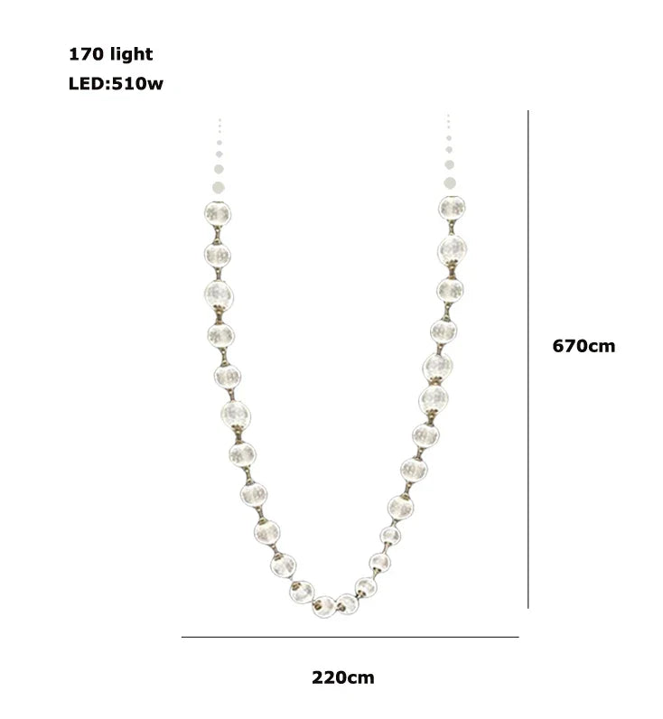 Afralia™ Pearl Necklace Design LED Chandelier for Dining Room Staircase Decor