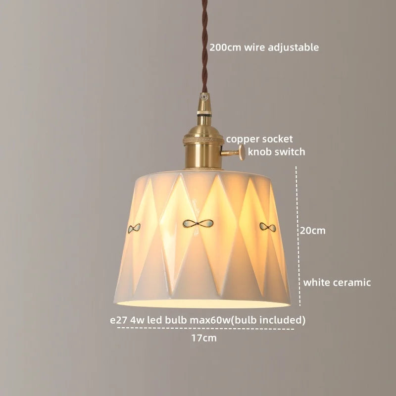 Afralia™ Ceramic LED Pendant Lights: Japanese Style for Living Room, Bedroom, Dining Room