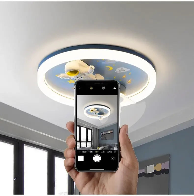 Afralia™ Astronaut Kids Ceiling Fan Light - Modern Minimalist Boy and Girl Room Fixture