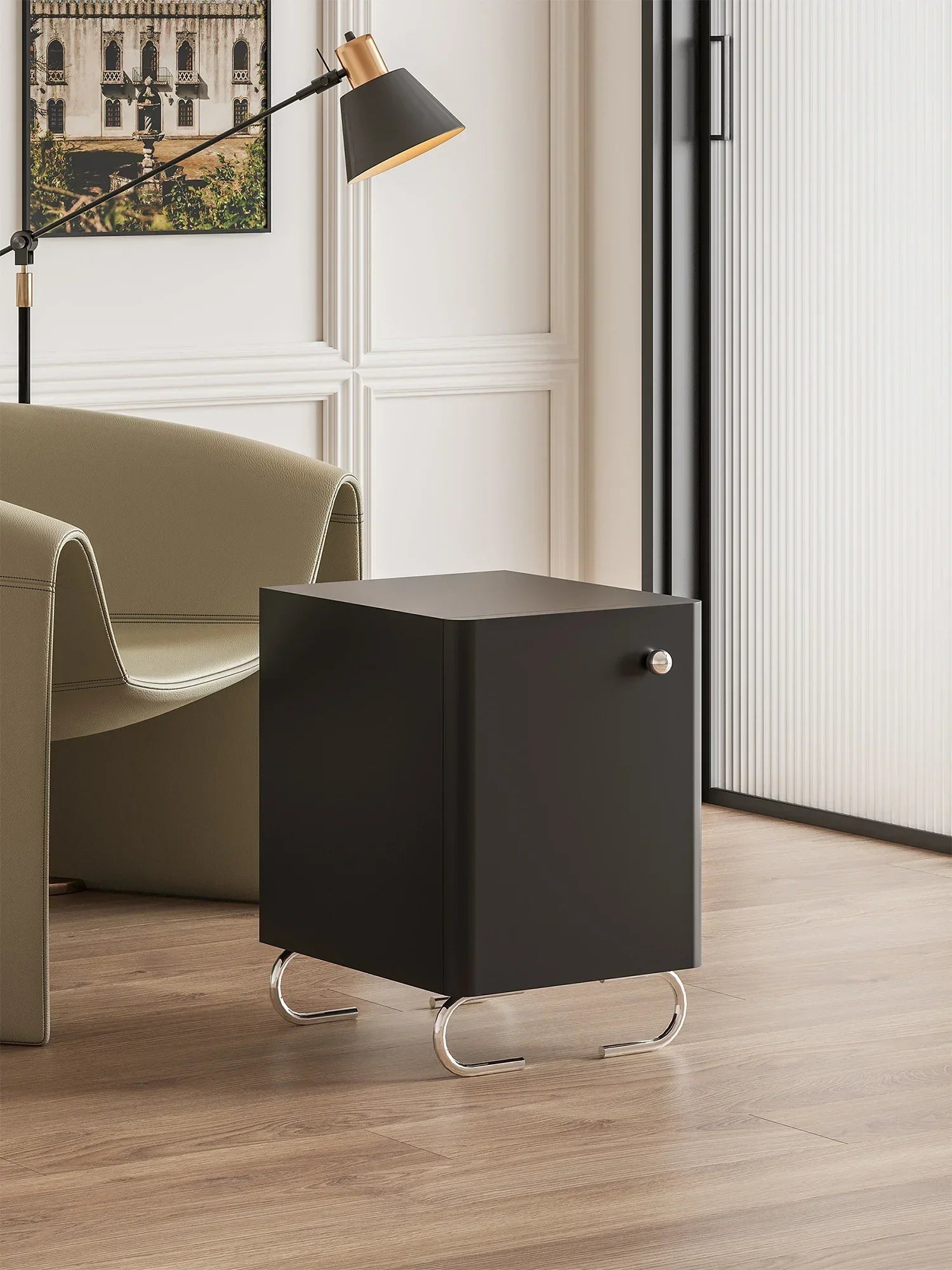 Afralia™ Luxury Italian Designer Bedside Table Wall Cabinet for Bedroom & Living Room Storage