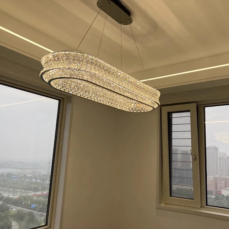 Afralia™ Crystal Ceiling Chandelier for Living Dining Bedroom Home Decor - Modern Luxury Lighting