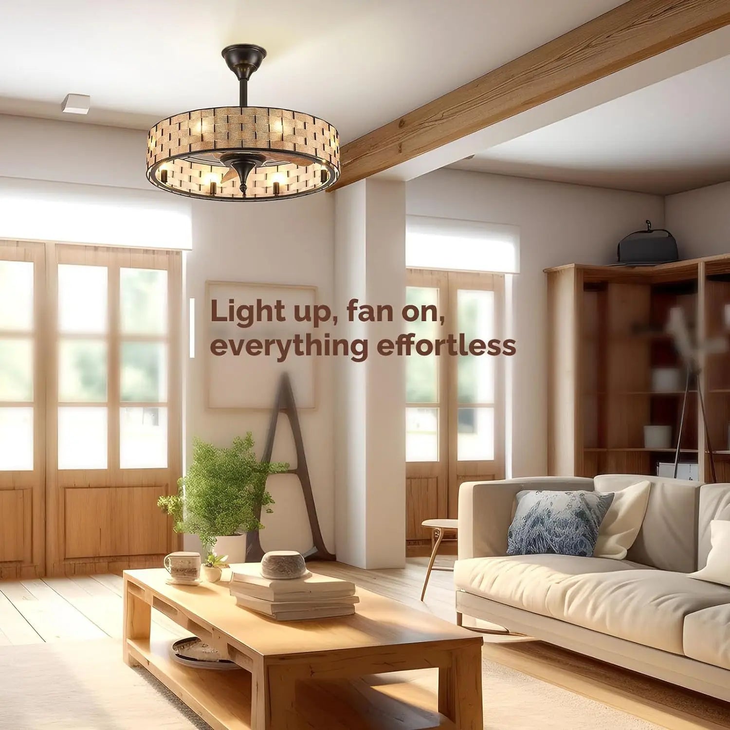 Afralia™ Crystal Ceiling Fan with Birdcage Design, Iron Lampshade, Variable Frequency Remote Control
