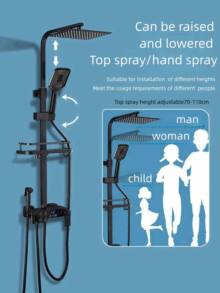 Afralia™ Smart Electric Sunflow Rainfall Showerheads System Kit for Bathroom