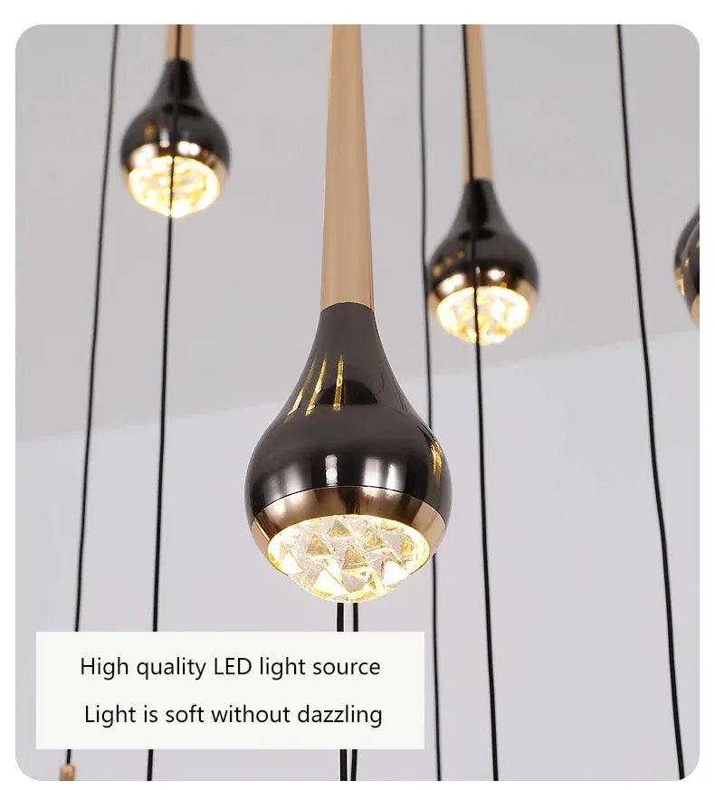 Afralia™ Modern LED Chandelier Pendant Lights for Staircase Living Room Villa Loft Hall